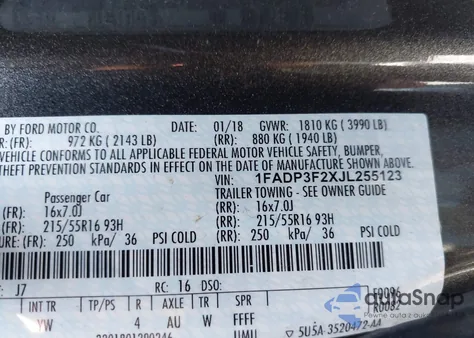 2018 Ford Focus Se from USA, damaged, VIN 1FADP3F2XJL255123